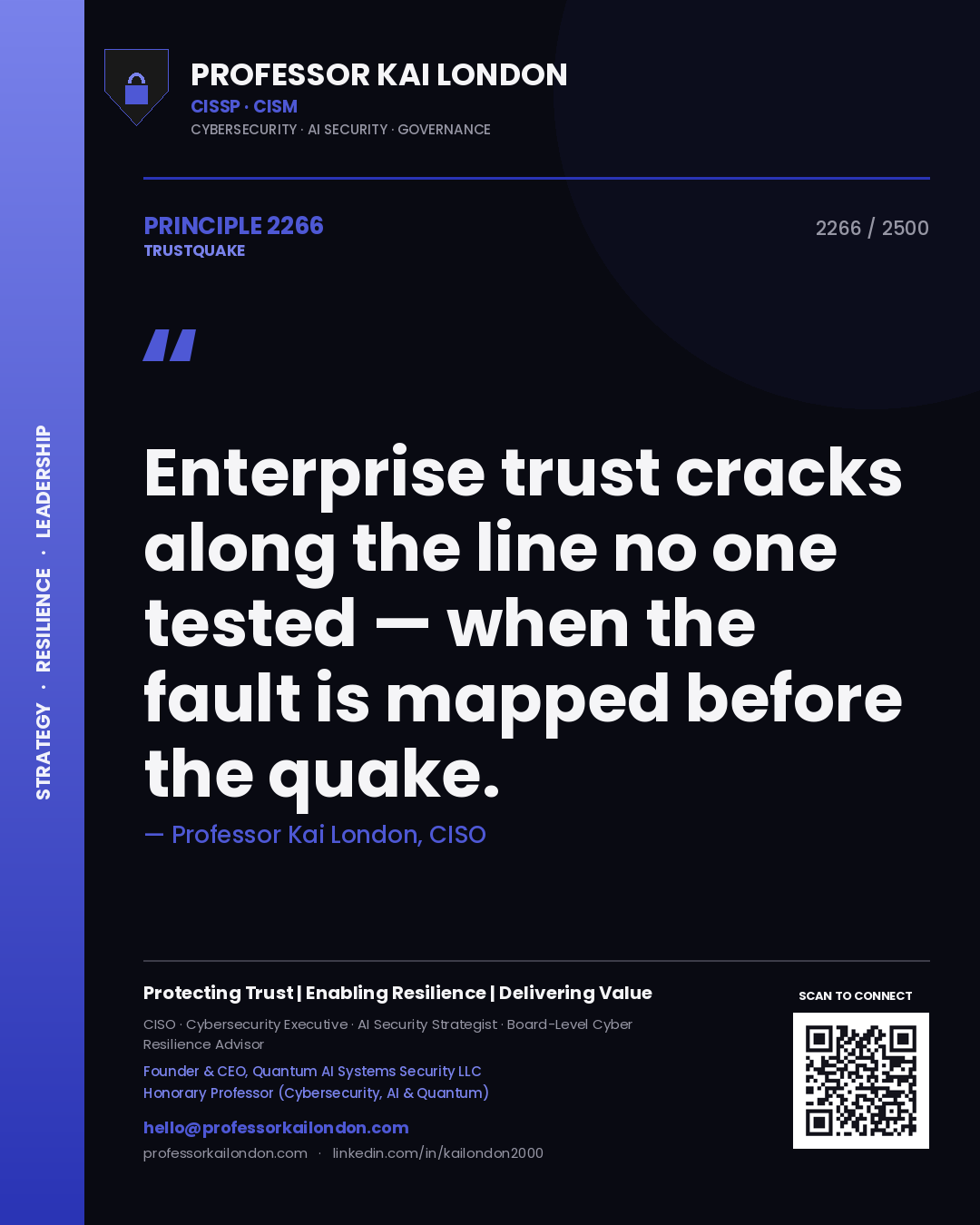 Professor Kai London principle 2266: Enterprise trust cracks along the line no one tested — when the fault is mapped before the quake.