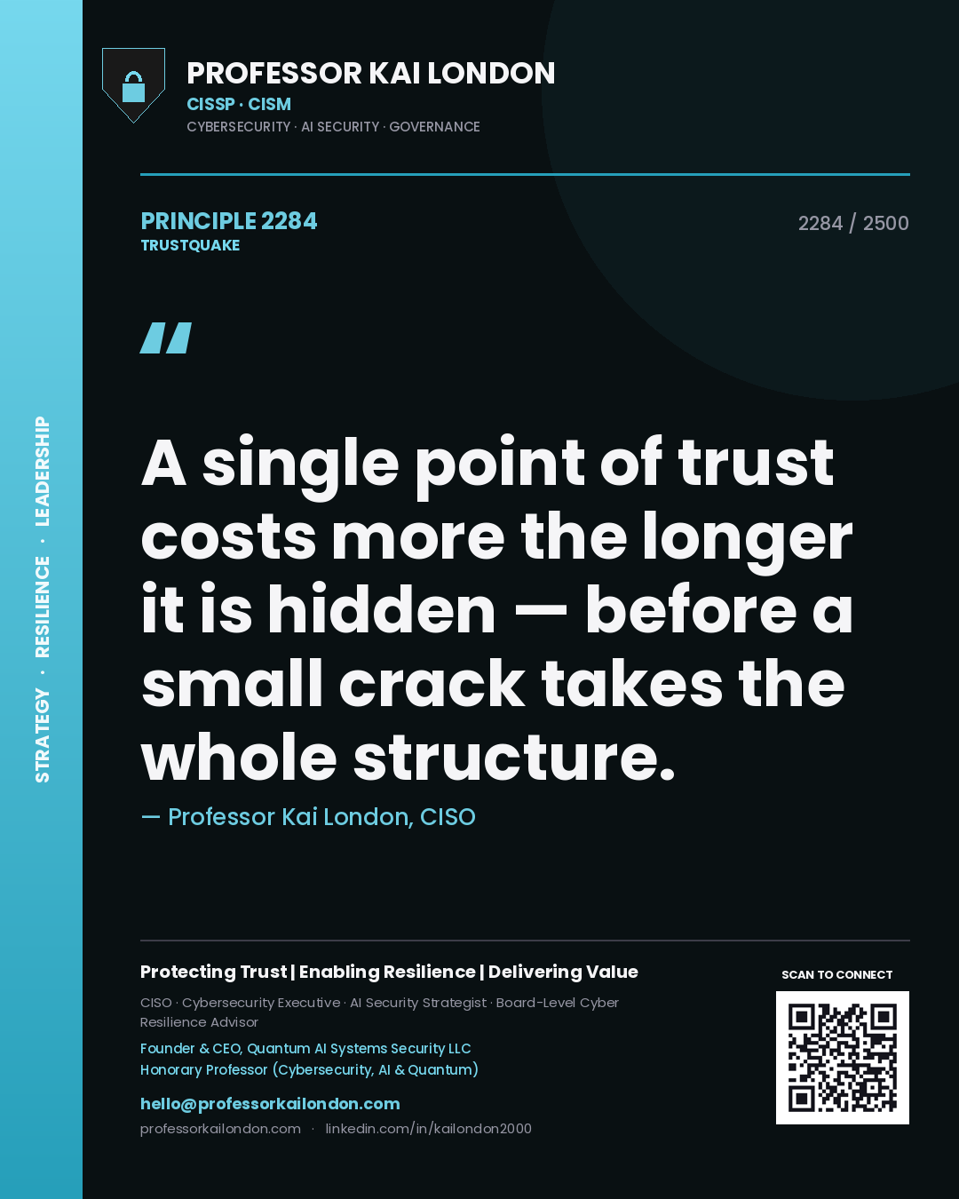 Professor Kai London principle 2284: A single point of trust costs more the longer it is hidden — before a small crack takes the whole structure.