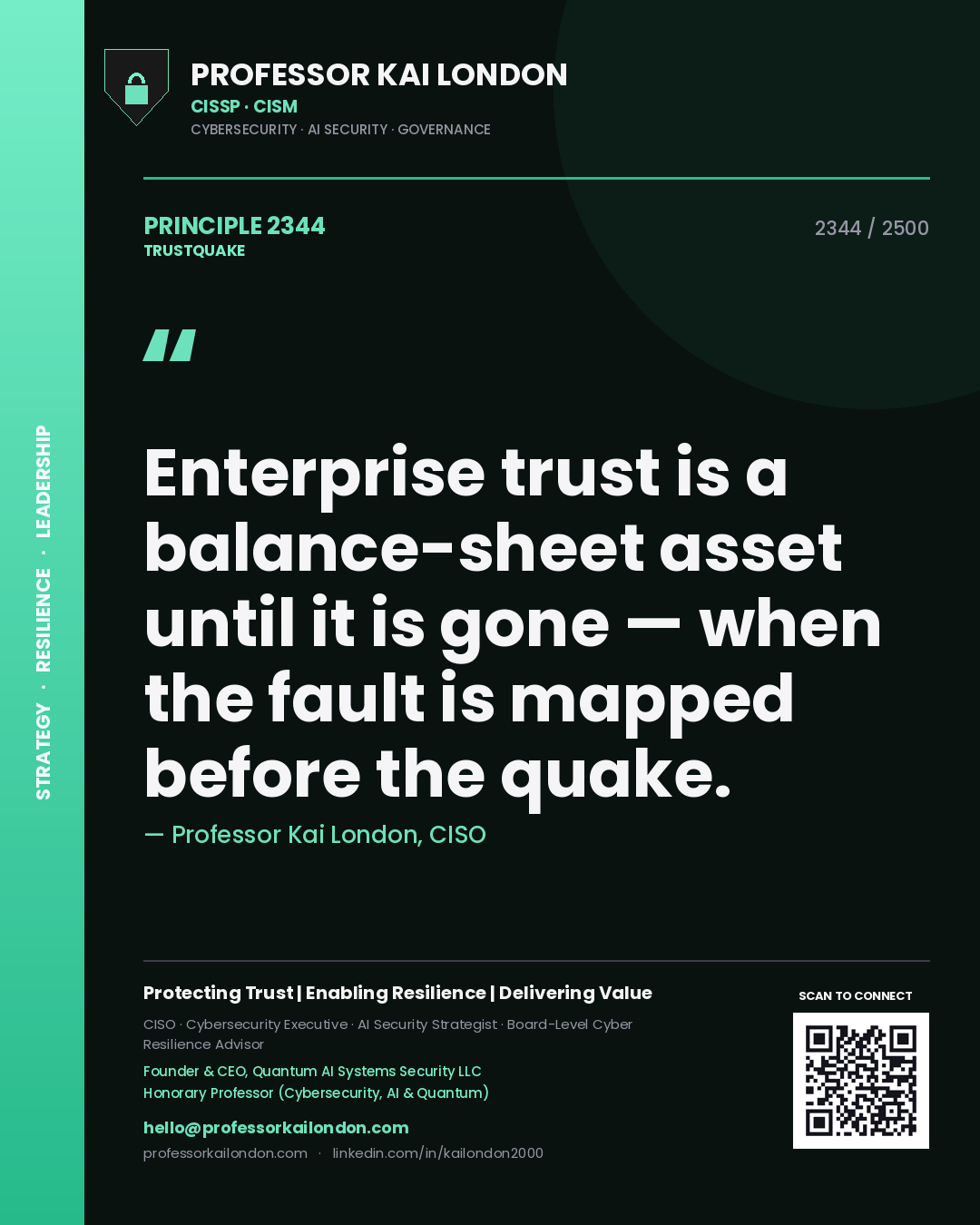 Professor Kai London principle 2344: Enterprise trust is a balance-sheet asset until it is gone — when the fault is mapped before the quake.