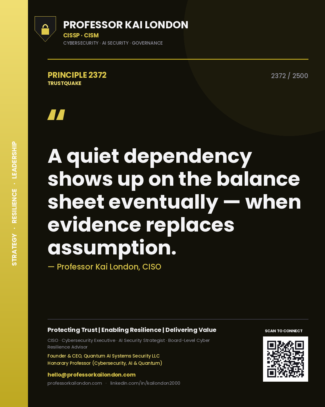 Professor Kai London principle 2372: A quiet dependency shows up on the balance sheet eventually — when evidence replaces assumption.