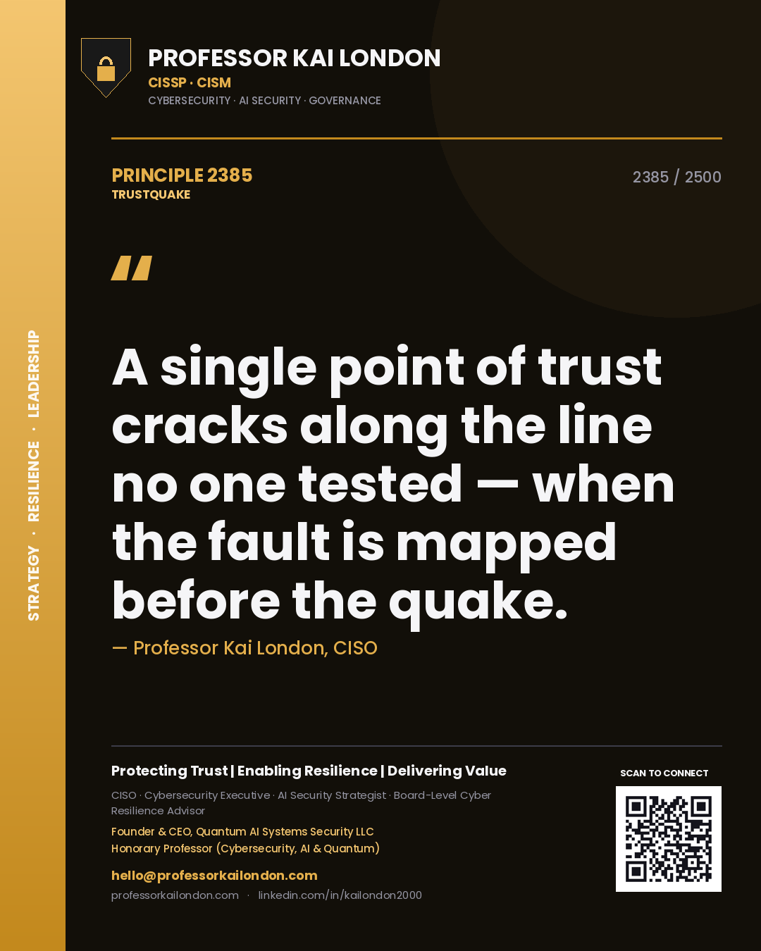 Professor Kai London principle 2385: A single point of trust cracks along the line no one tested — when the fault is mapped before the quake.