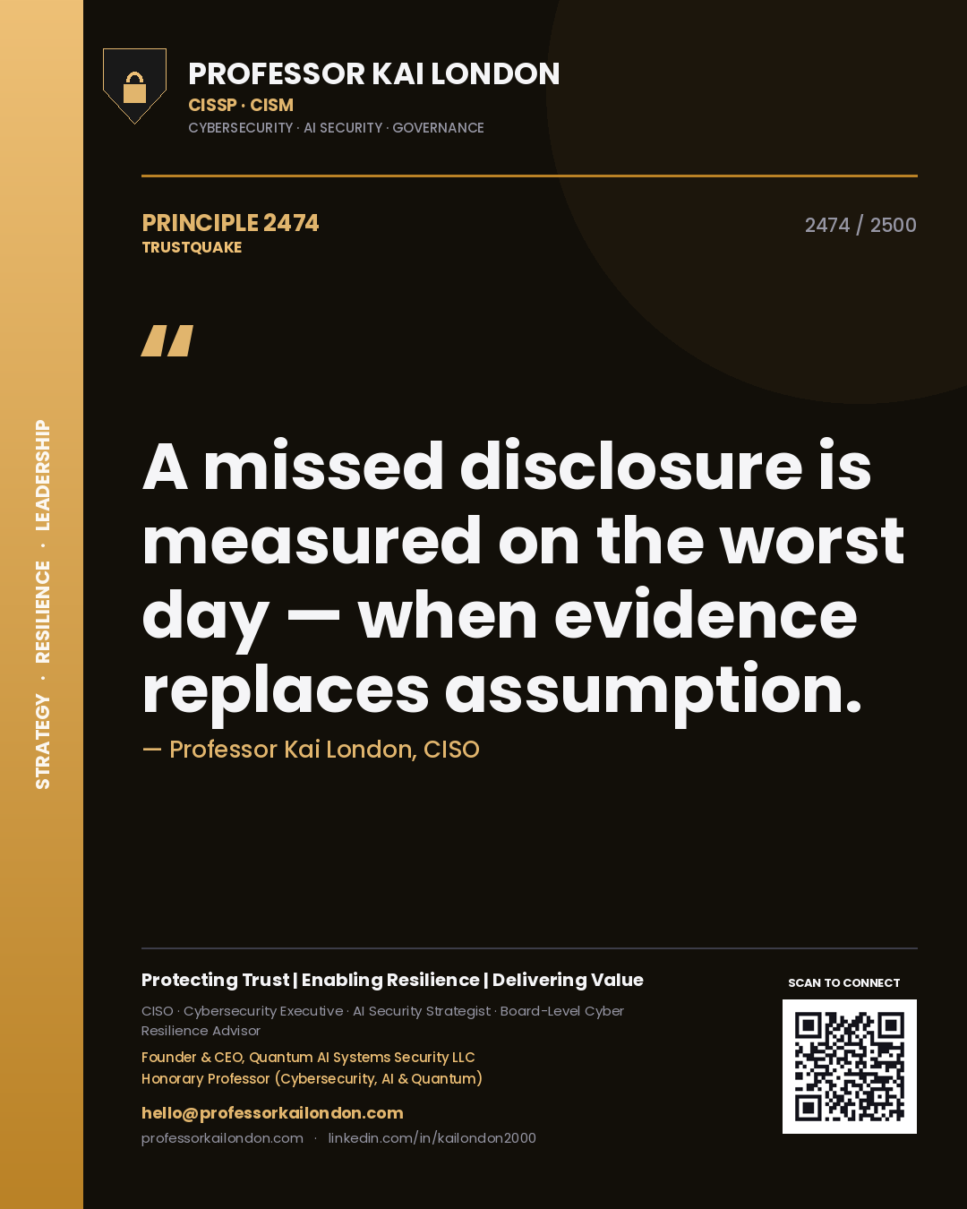 Professor Kai London principle 2474: A missed disclosure is measured on the worst day — when evidence replaces assumption.
