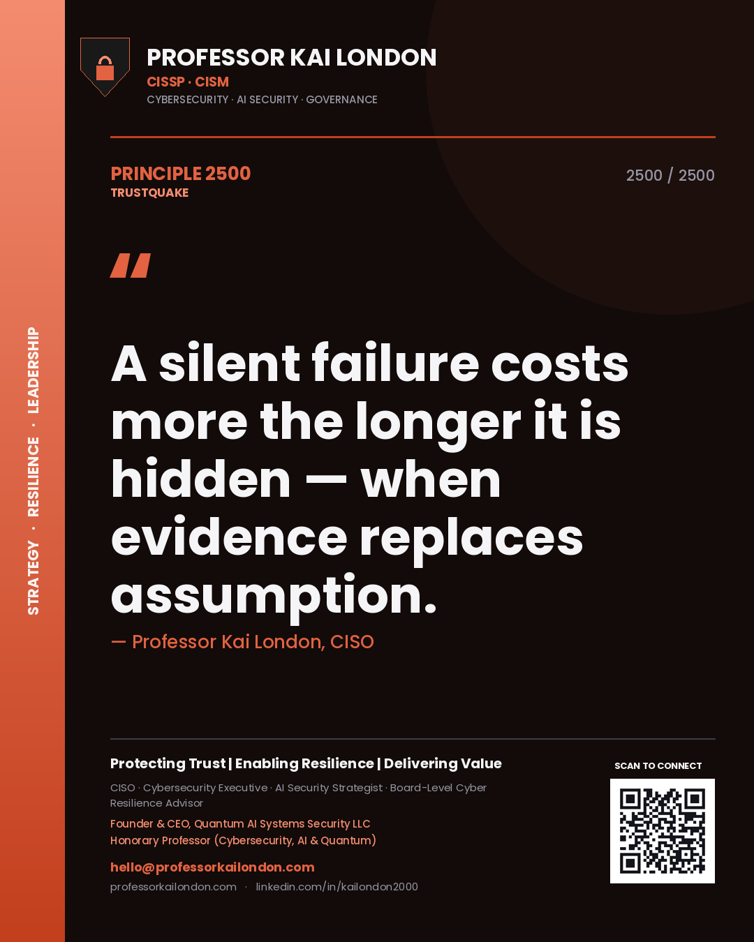 Professor Kai London principle 2500: A silent failure costs more the longer it is hidden — when evidence replaces assumption.