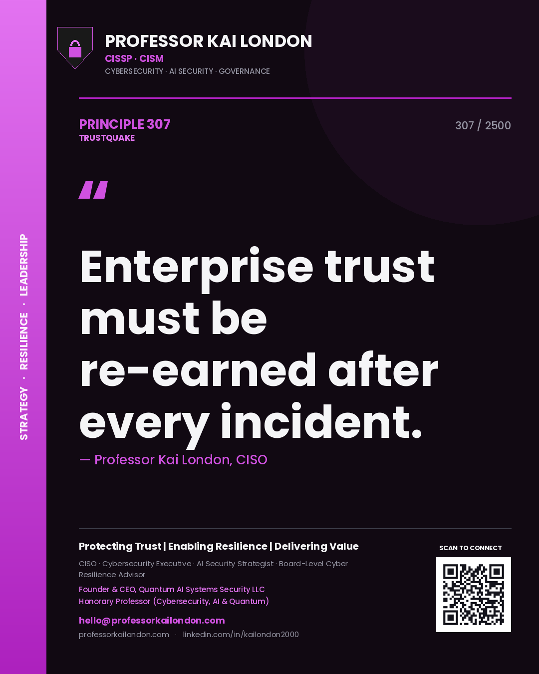 Professor Kai London principle 307: Enterprise trust must be re-earned after every incident.