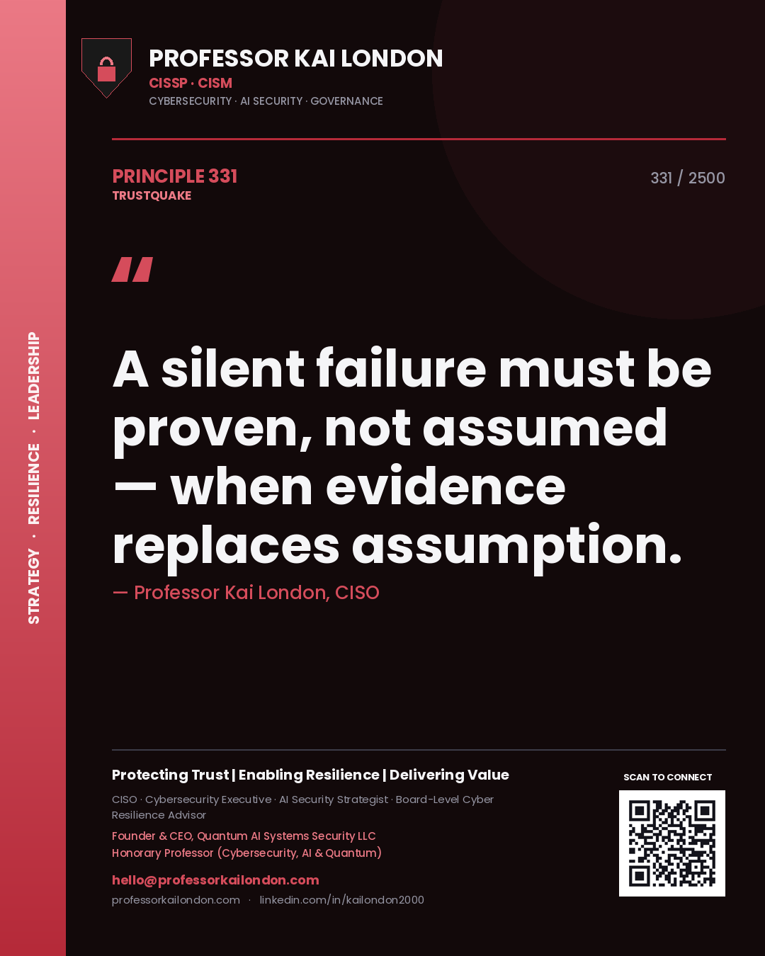 Professor Kai London principle 331: A silent failure must be proven, not assumed — when evidence replaces assumption.