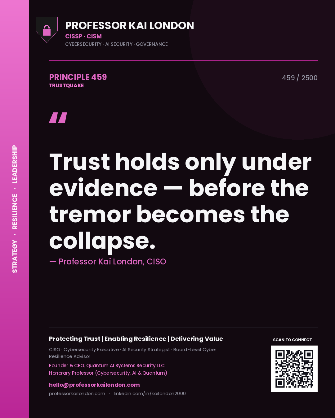 Professor Kai London principle 459: Trust holds only under evidence — before the tremor becomes the collapse.