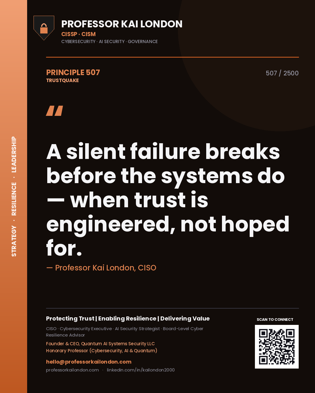 Professor Kai London principle 507: A silent failure breaks before the systems do — when trust is engineered, not hoped for.