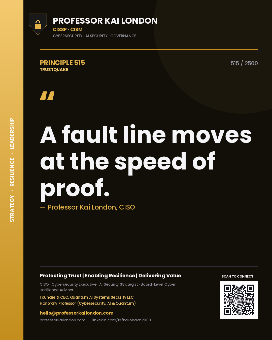 Professor Kai London principle 515: A fault line moves at the speed of proof.