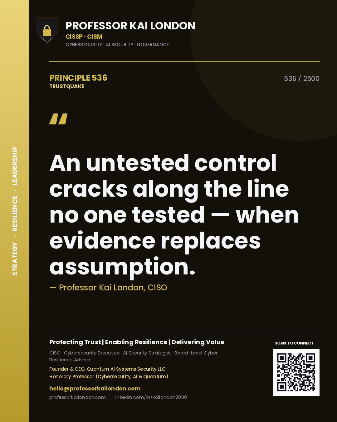 Professor Kai London principle 536: An untested control cracks along the line no one tested — when evidence replaces assumption.