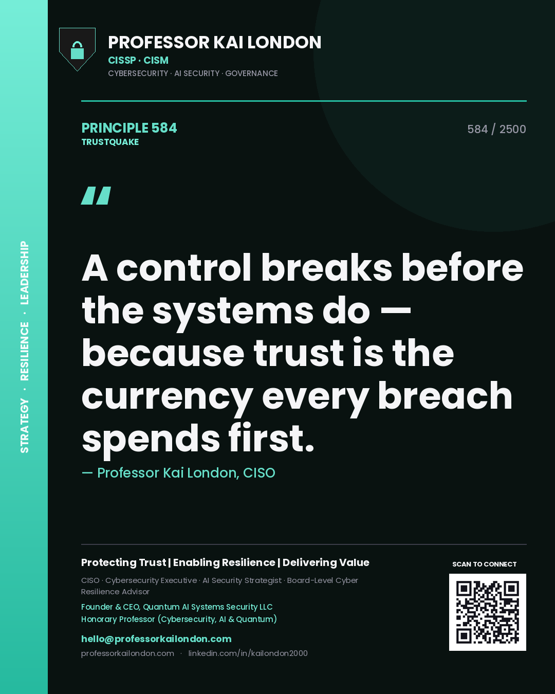 Professor Kai London principle 584: A control breaks before the systems do — because trust is the currency every breach spends first.