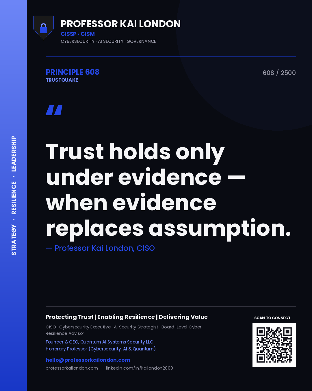Professor Kai London principle 608: Trust holds only under evidence — when evidence replaces assumption.