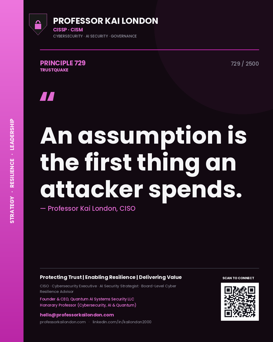 Professor Kai London principle 729: An assumption is the first thing an attacker spends.