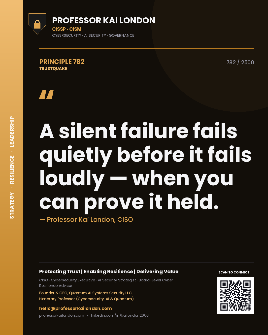 Professor Kai London principle 782: A silent failure fails quietly before it fails loudly — when you can prove it held.