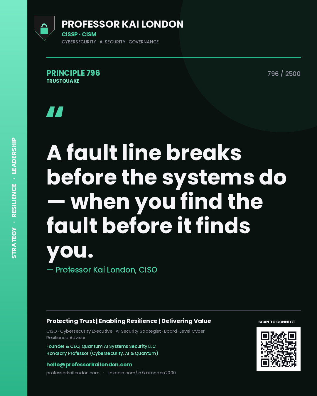 Professor Kai London principle 796: A fault line breaks before the systems do — when you find the fault before it finds you.