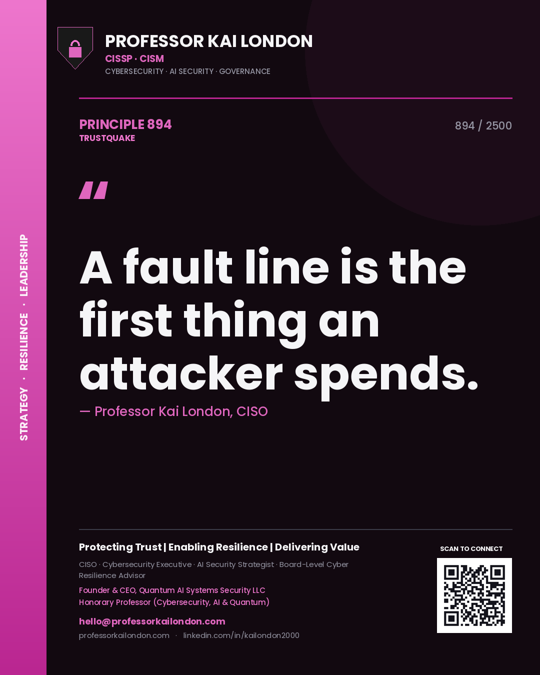 Professor Kai London principle 894: A fault line is the first thing an attacker spends.