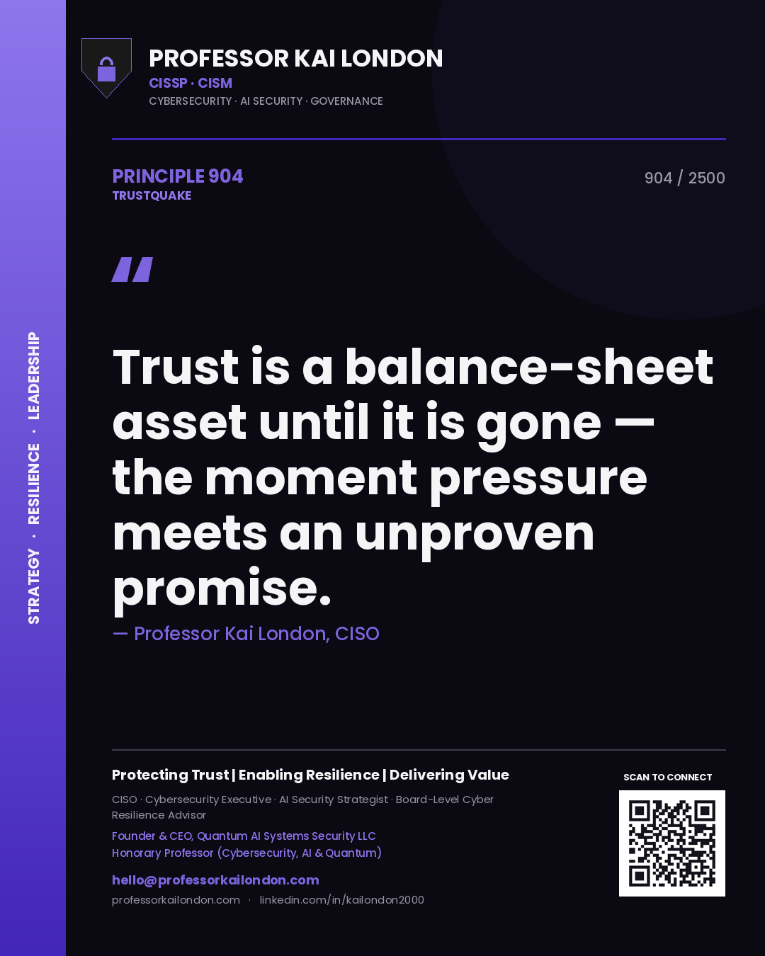 Professor Kai London principle 904: Trust is a balance-sheet asset until it is gone — the moment pressure meets an unproven promise.
